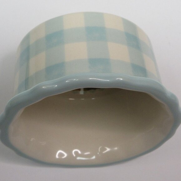 Set of 6 Pioneer Woman Brown Cow Ramekin Blue Gingham 4\